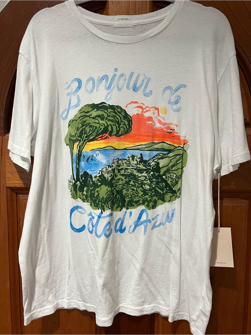 MOTHER The Rowdy Tee Bonjour de Côte d'Azur Size XL RT $130 NWT